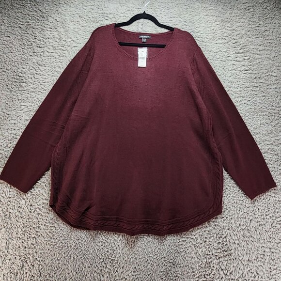 Lane Bryant Sweater Womens Plus 22/24 Burgundy Red 100% Acrylic Cable Knit *NWT* - Picture 1 of 10
